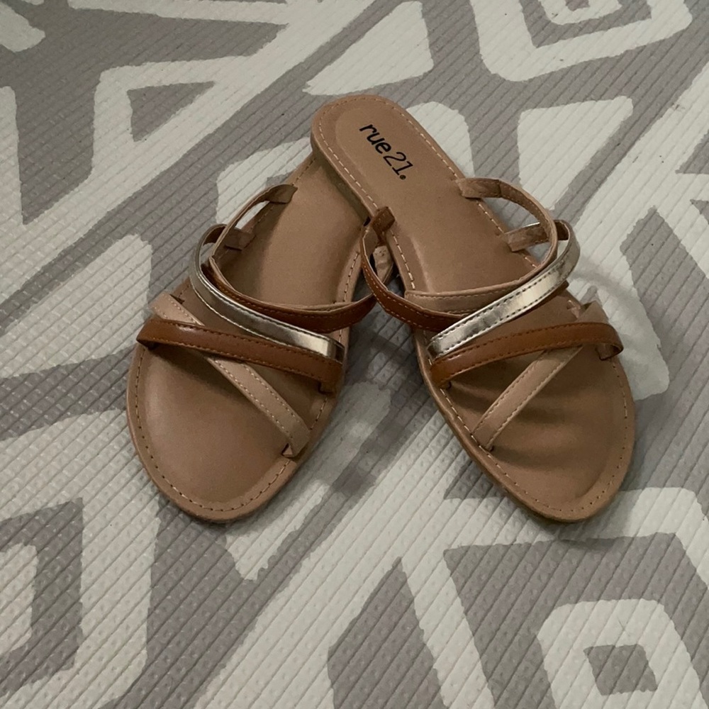 Brown and silver sandals